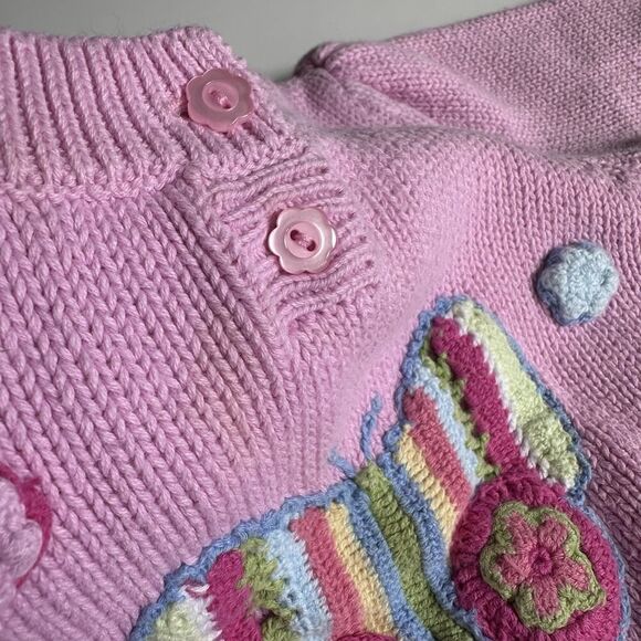 Vintage Talbots Kids Henley Sweater Baby Size 18 Months Pink Bows Flowers - Picture 4 of 8